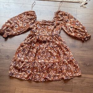Blu Pepper Brown Floral Mini Dress